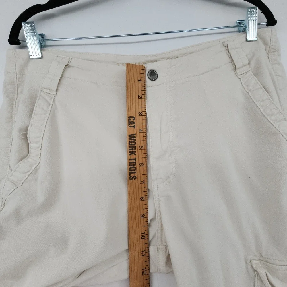 American Eagle Baggy Wide Leg Cargo Pants 8 Women Super High Rise‎ Cream Grunge